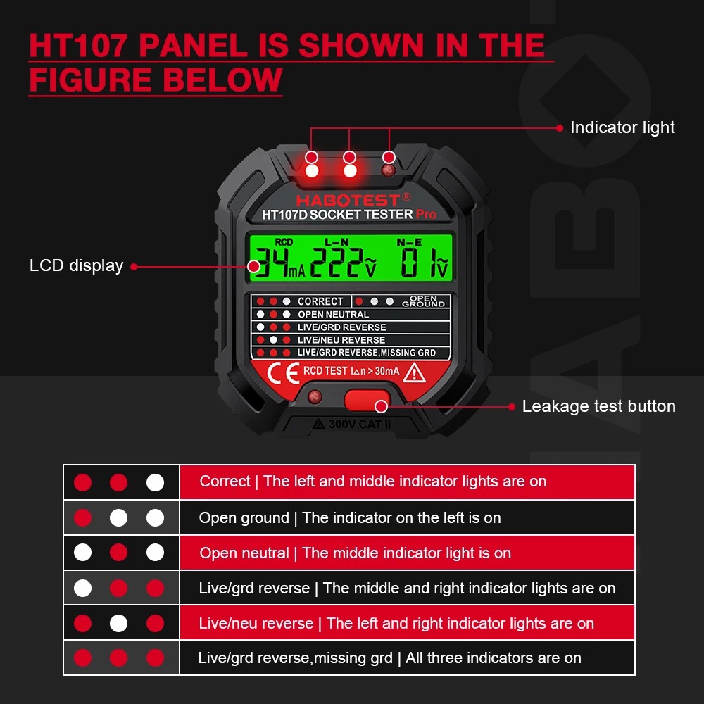 Habotest HT107 Pro 소켓 테스터, 전압, - Power Tools Uk Review 리뷰 및 가격